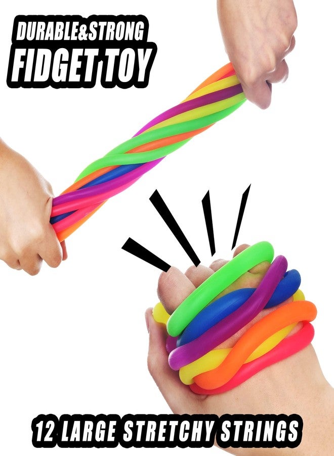 Rtinsd String Noodles Toys Large 12 pcs Stress Stretchy Strings Toys for Kids Fosters Creativity and Focus Relief for Adults Improve Concentration for School Holiday Classroom Gift - Image 4